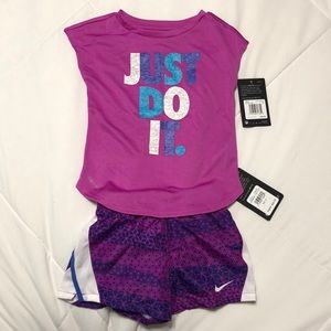 NWT Girls 3T Nike Dri-fit Shorts & Shirt Outfit